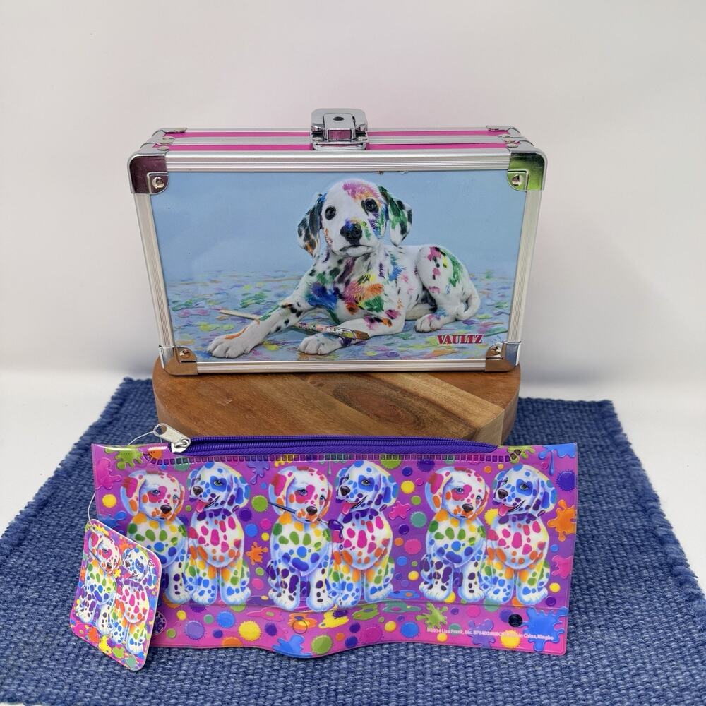 Lisa Frank Spotted Dogs Pencil Pouch Zipper Closure 2014 And Hard Case With Dogs